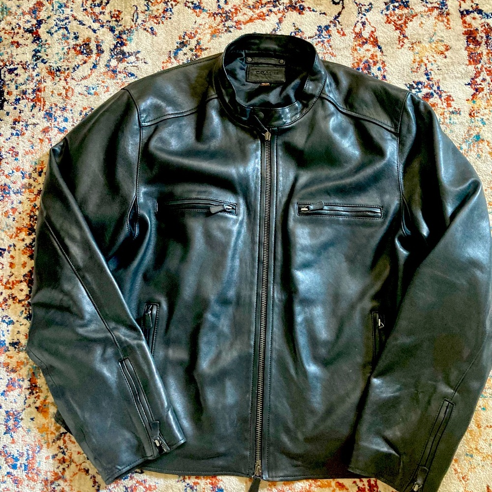 Men’s Coach Black Leather Jacket (XXL)